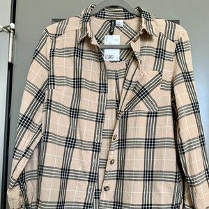 HM Divided Tan & Black Flannel Shirt - 3XS